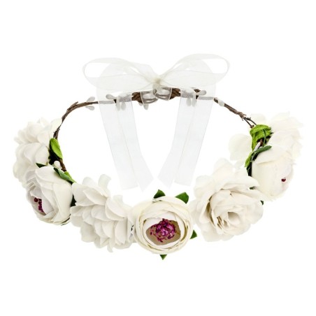 COURONNE DE FLEURS BLANCHES 17 CM 