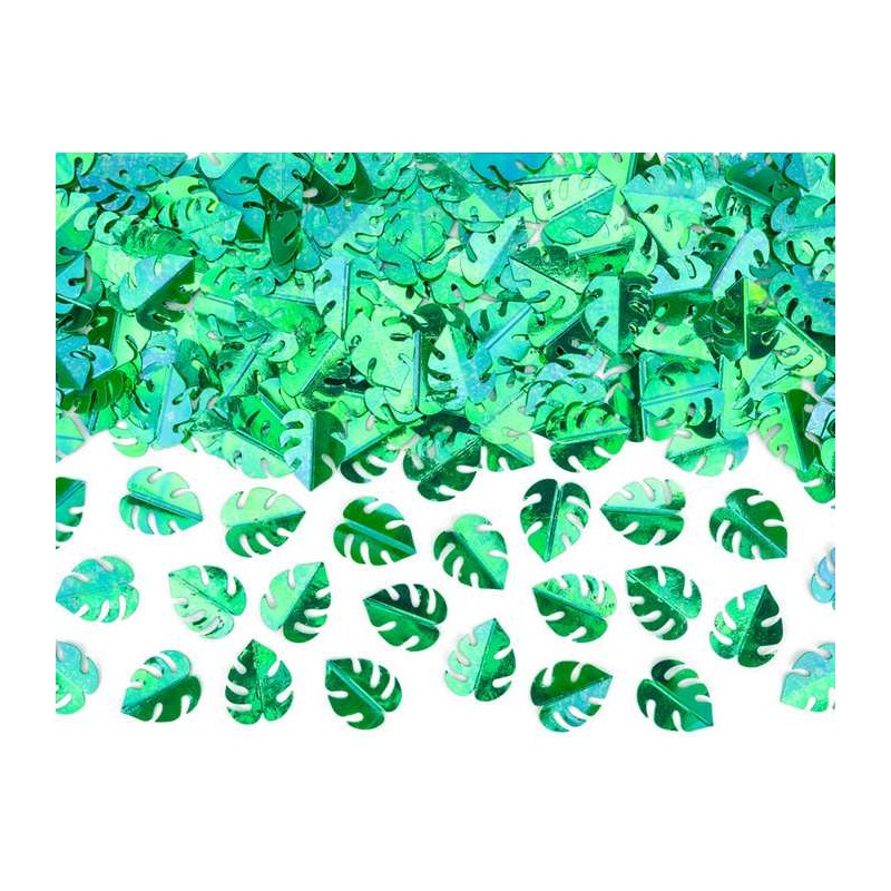 CONFETTIS FEUILLES DE PALMIERS VERT METALLIQUE 15G