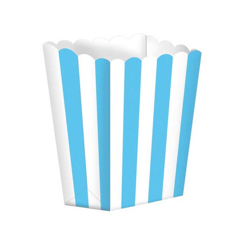 5 BOITES POP CORN BLEU ET BLANC 6.3 x 13.4 x 3.8 cm