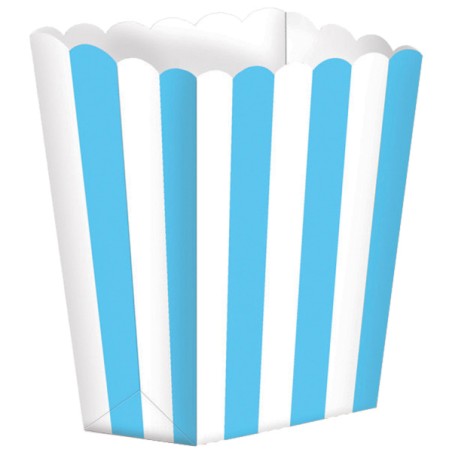 5 BOITES POP CORN BLEU ET BLANC  6.3 x 13.4 x 3.8 cm