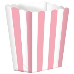 5 BOITES POP CORN ROSE ET BLANC  6.3 x 13.4 x 3.8 cm