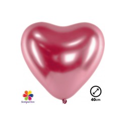 12 BALLONS LATEX  COEUR FUSHIA CHROME 14"