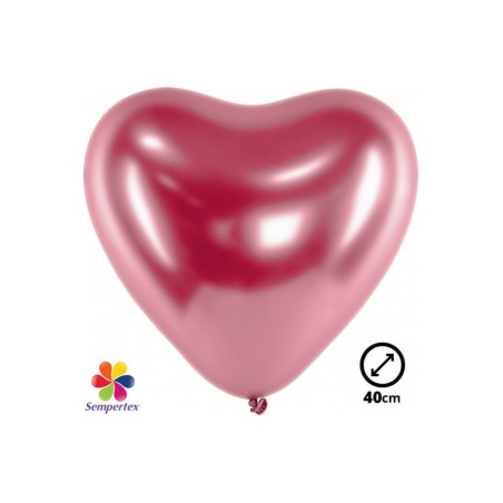 12 BALLONS LATEX  COEUR FUSHIA CHROME 14"