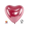 12 BALLONS LATEX  COEUR FUSHIA CHROME 14"