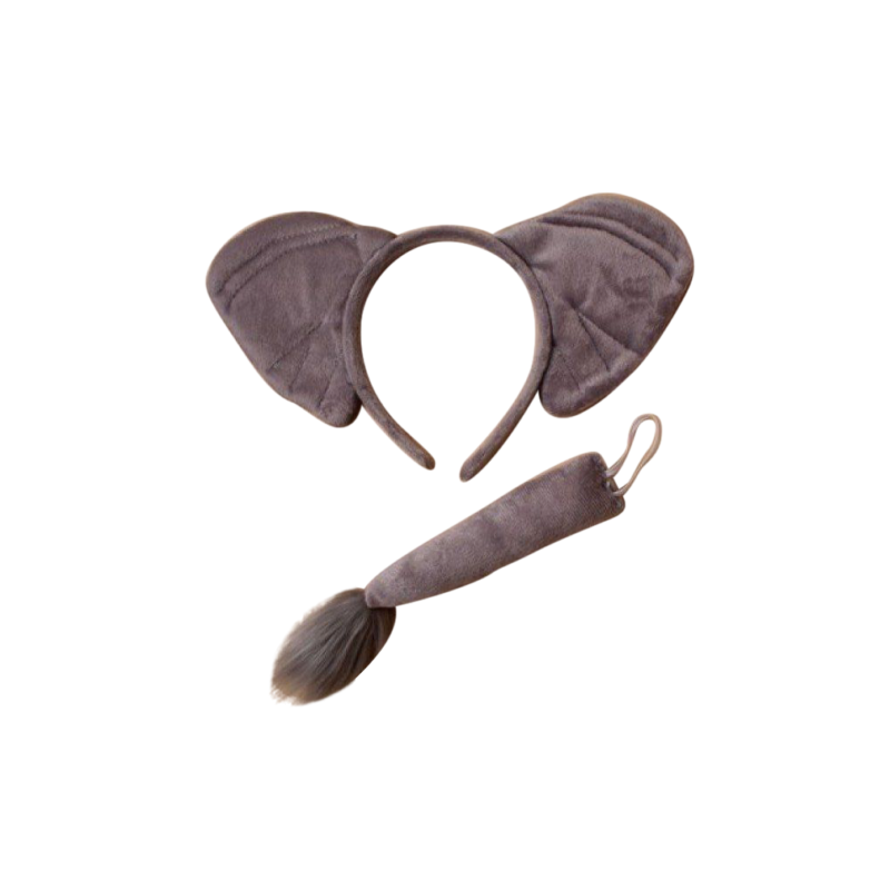 SET DE DEGUISEMENT ELEPHANT SERRE-TETE ET QUEUE