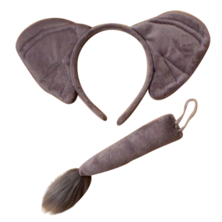 SET DE DEGUISEMENT ELEPHANT SERRE-TETE ET QUEUE