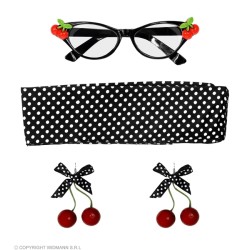 SET 50'S ' LUNETTES, BOUCLE D'OREILLE ET BANDEAU)