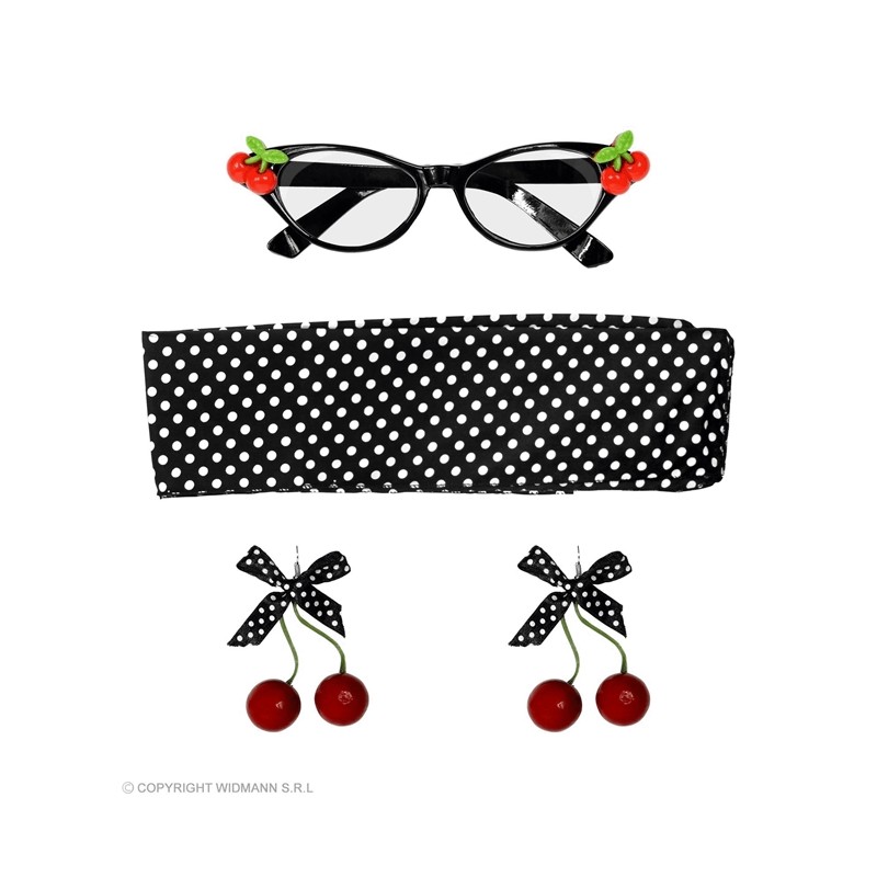 SET 50'S ' LUNETTES, BOUCLE D'OREILLE ET BANDEAU)