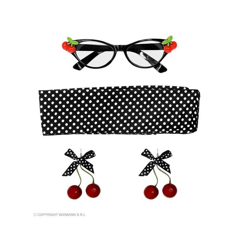 SET 50'S ' LUNETTES, BOUCLE D'OREILLE ET BANDEAU)