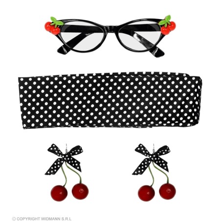 SET 50'S ' LUNETTES, BOUCLE D'OREILLE ET BANDEAU)