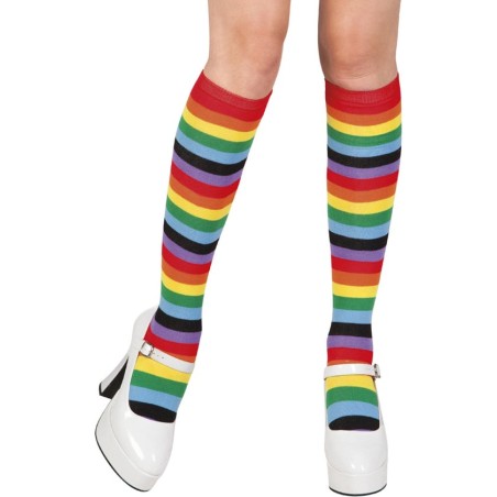 LONGUE CHAUSSETTE DE CLOWN ARC-EN-CIEL