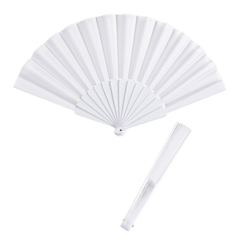 EVENTAIL EN TISSU BLANC 23 CM  EVENTAIL EN TISSU BLANC 23 CM