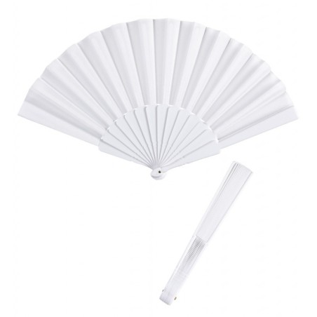 EVENTAIL EN TISSU BLANC 23 CM 