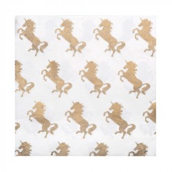 20 SERVIETTES LICORNE DORE 33 X 33 CM 