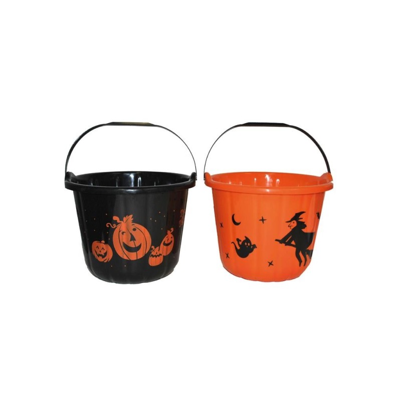SEAU A BONBONS TRICK OR TREAT NOIR OU ORANGE 19.5  X 15.5 CM HALLOWEEN SEAU A BONBONS TRICK OR TREAT NOIR OU ORANGE 19.5  X 15.5 CM HALLOWEEN