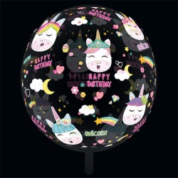 BALLON BOBO BUBBLE TAMPONS LICORNE HAPPY BIRTHDAY 60 CM 