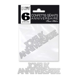 CONFETTIS DE TABLE JOYEUX ANNIVERSAIRE BLANC
