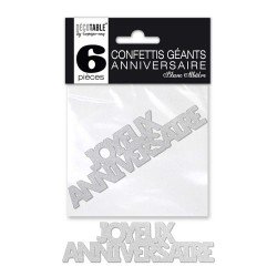 CONFETTIS DE TABLE JOYEUX ANNIVERSAIRE BLANC 