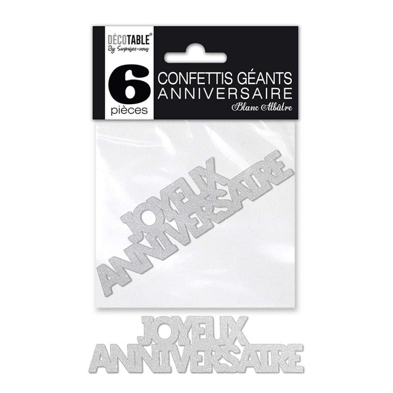 CONFETTIS DE TABLE JOYEUX ANNIVERSAIRE BLANC 