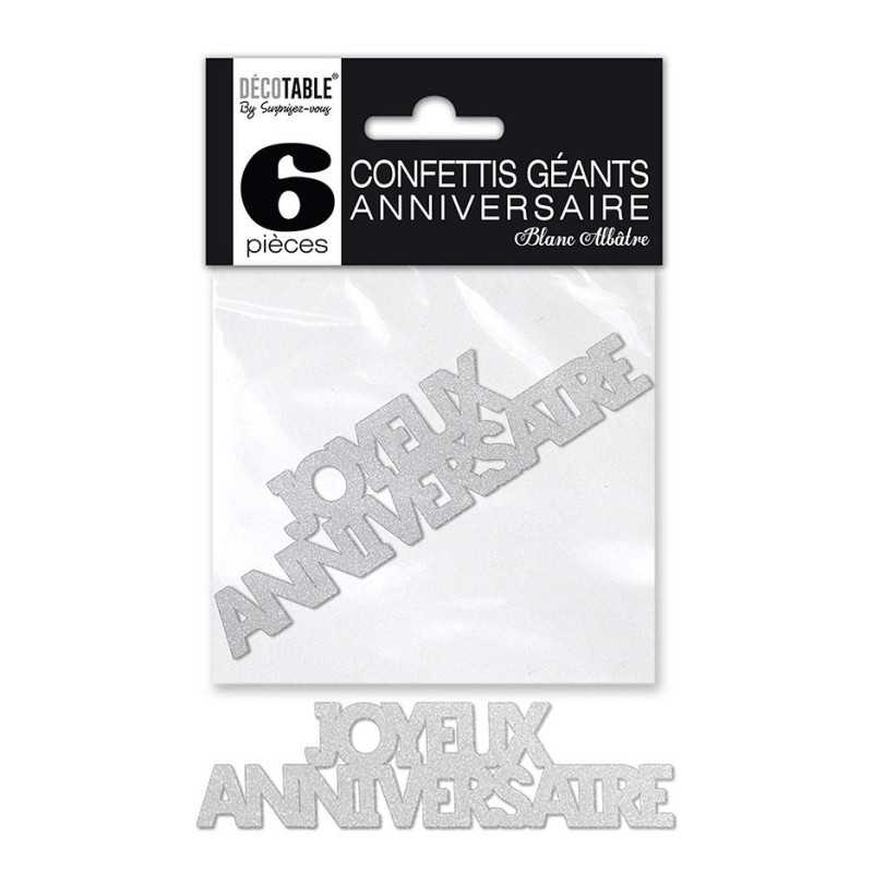 CONFETTIS DE TABLE JOYEUX ANNIVERSAIRE BLANC 