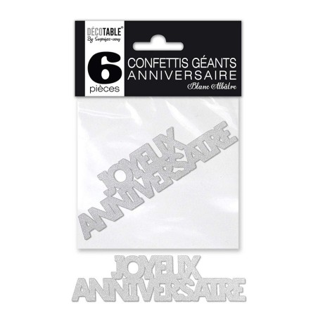 CONFETTIS DE TABLE JOYEUX ANNIVERSAIRE BLANC 