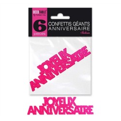 CONFETTIS DE TABLE JOYEUX ANNIVERSAIRE FUSHIA