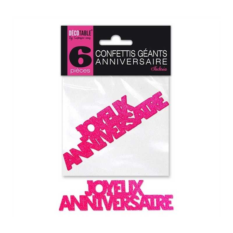CONFETTIS DE TABLE JOYEUX ANNIVERSAIRE FUSHIA