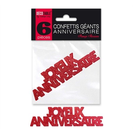 CONFETTIS DE TABLE JOYEUX ANNIVERSAIRE ROUGE