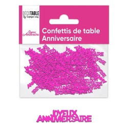 CONFETTIS DE TABLE JOYEUX ANNIVERSAIRE FUSHIA