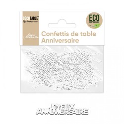 CONFETTIS DE TABLE JOYEUX ANNIVERSAIRE BLANC