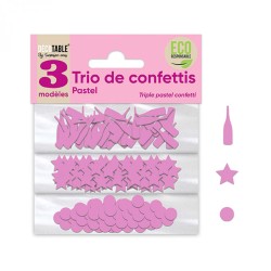 TRIO CONFETTIS DE TABLE ROSE 