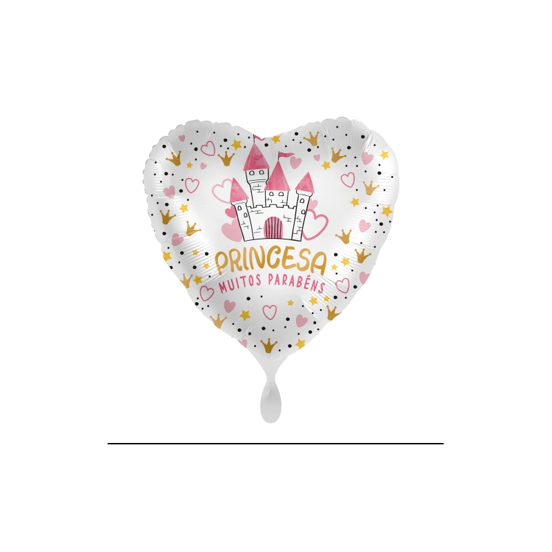 BALLON METALLIQUE  COEUR MUITOS PARABENS PRINCESA 43 CM  BALLON METALLIQUE  COEUR MUITOS PARABENS PRINCESA 43 CM