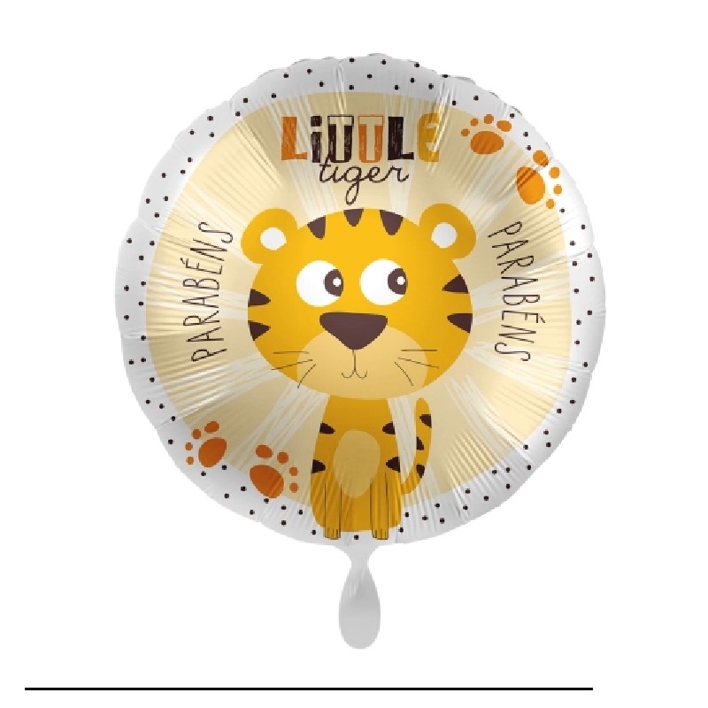 BALLON METALLIQUE ROND LITTLE TIGER PARABENS 43 CM