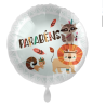 BALLON METALLIQUE ROND ANIMAUX DE LA JUNGLE PARABENS 43 CM