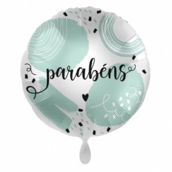 BALLON METALLIQUE ROND MENTHE PARABENS 43 CM 