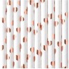 10 PAILLES PAPIER BLANC ET COEUR ROSE GOLD 