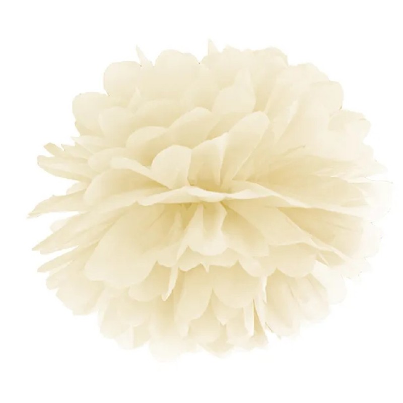 POMPOM ROSE IVOIRE EN PAPIER DE SOIE 35 CM POMPOM ROSE IVOIRE EN PAPIER DE SOIE 35 CM
