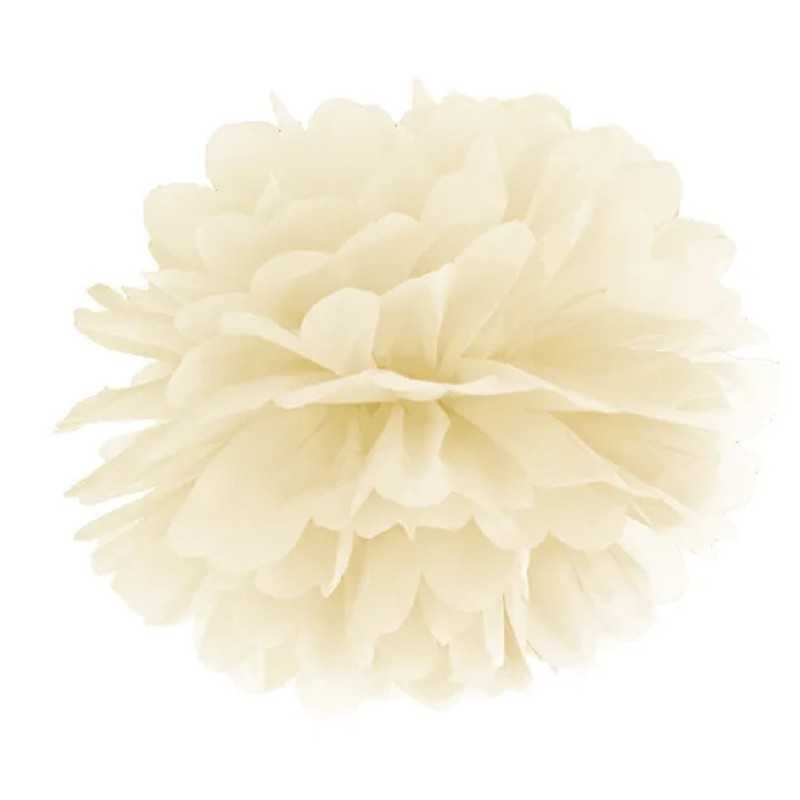 POMPOM ROSE IVOIRE EN PAPIER DE SOIE 35 CM