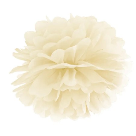 POMPOM ROSE IVOIRE EN PAPIER DE SOIE 35 CM