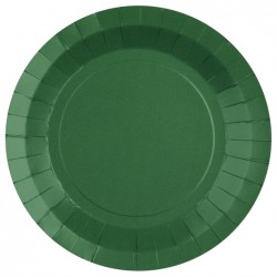 10 ASSIETTES CARTON RONDE VERT FONCE  22 CM 