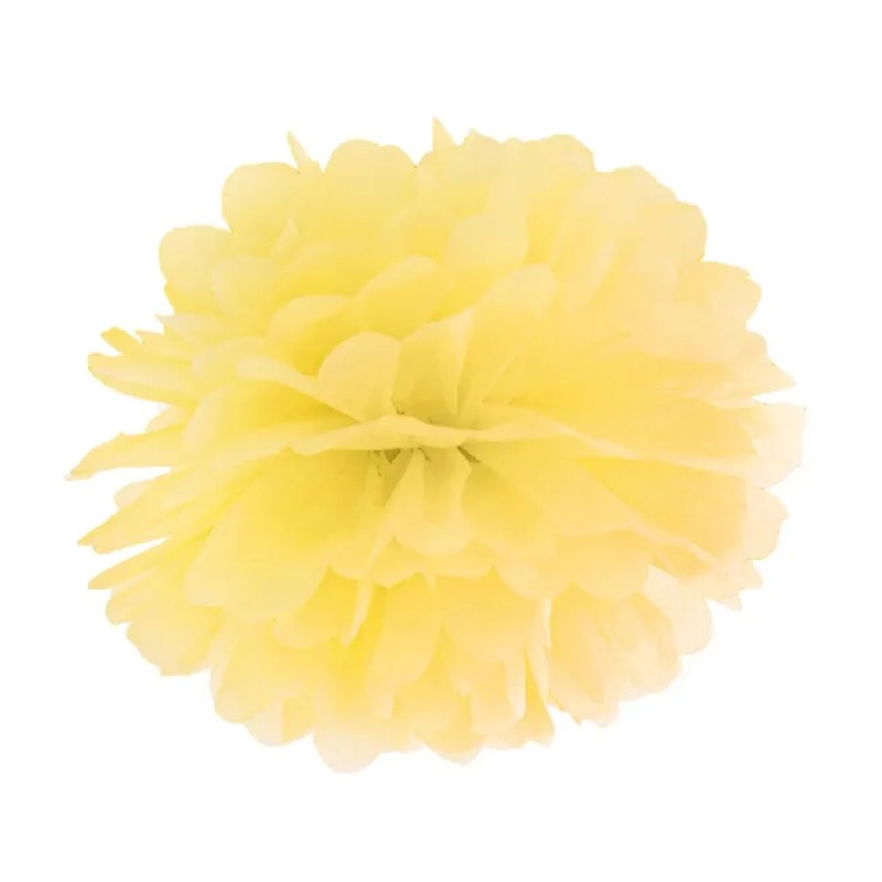 POMPOM JAUNE EN PAPIER DE SOIE 25 CM