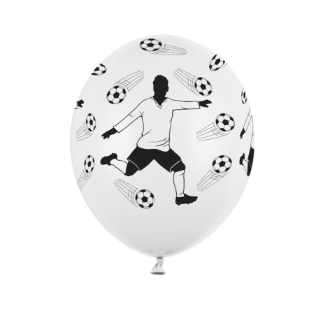 6 BALLONS LATEX 11" NOIR ET BLANC FOOTBALEUR