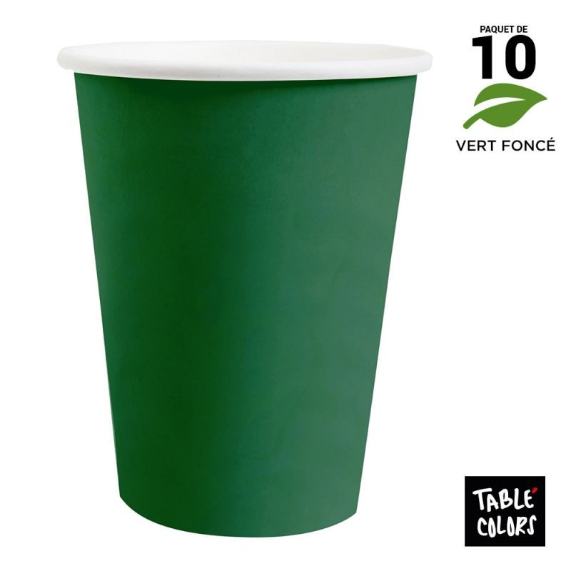 10 GOBELETS VERT FONCE  26 CL 