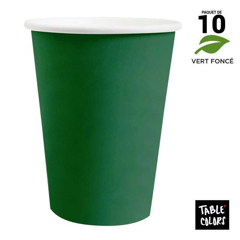 10 GOBELETS VERT FONCE 26 CL 