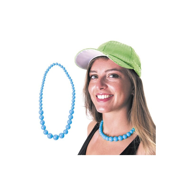 COLLIER PERLE BLEU NEON