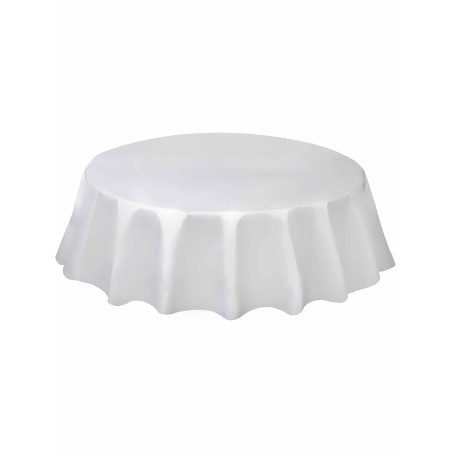 NAPPE RONDE  EN PLASTIQUE BLANC 213 CM DE DIAMETRE 