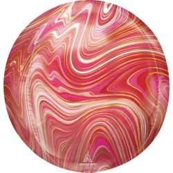 BALLON METALIQUE ORBZ MARBE ROUGE 38 X 40 CM