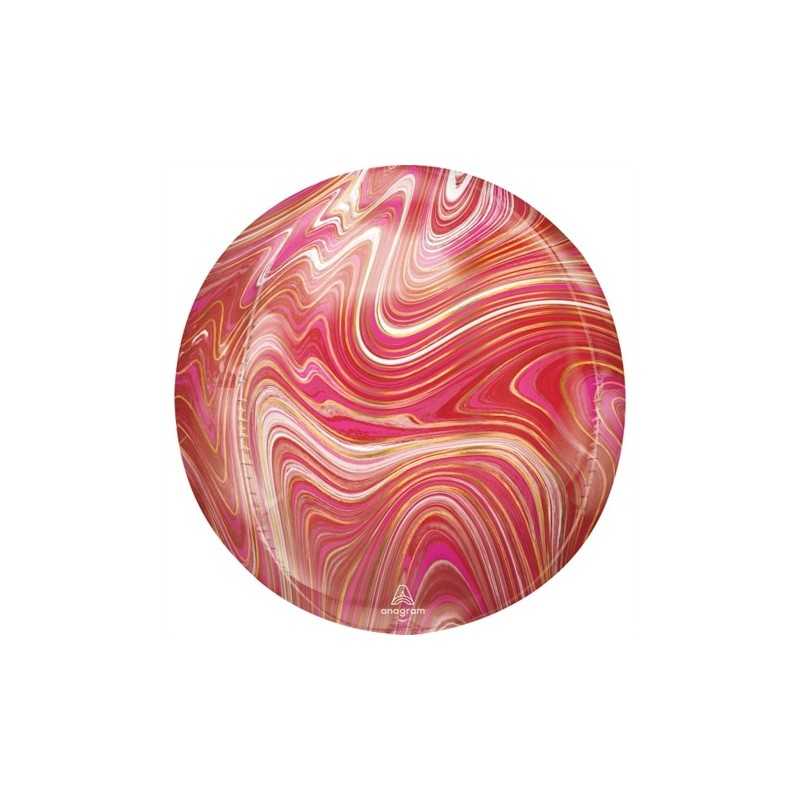 BALLON METALIQUE ORBZ MARBE ROUGE 38 X 40 CM