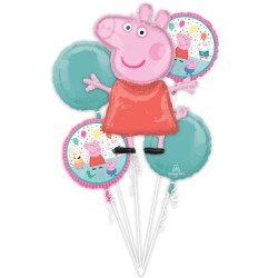 BOUQUET DE 5 BALLONS METALLIQUES PEPPA PIG