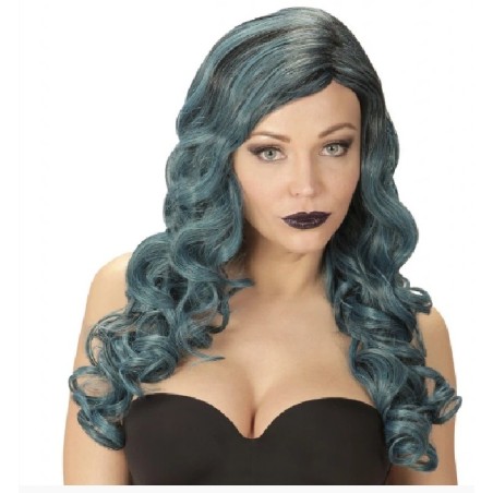 PERRUQUE LONGUE RIHANNA NOIR, BLEU ET VERTE